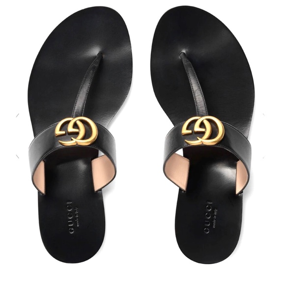Gucci Shoes - New Gucci Black Marmont GG Thong Sandals Size 40